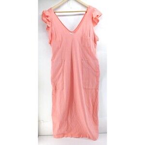 Free People Peach Ruffle Midi Dress